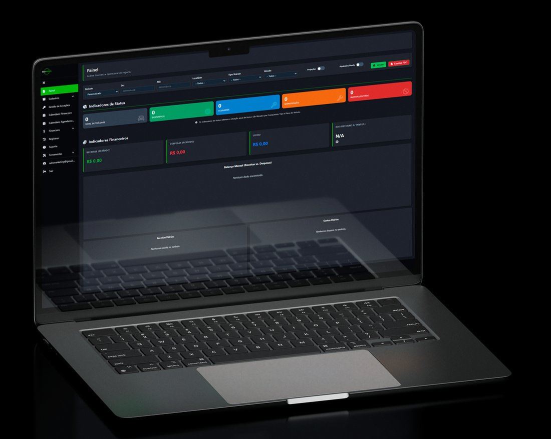 Painel do sistema Alumotos aberto em um notebook